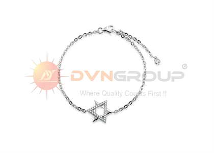 Silver Plated CZ Studded Magen David Bracelets